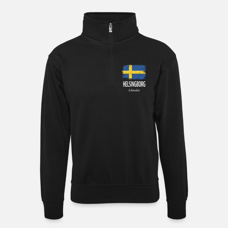 Helsingborg - Unisex sweater with zip collar - black