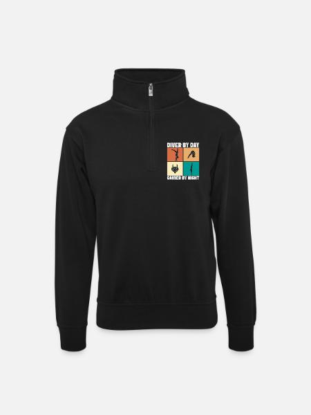 Diving diving board - Unisex sweater with zip collar - black