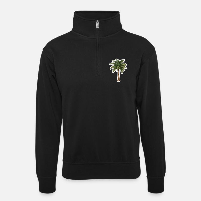 Palme - Unisex Pullover mit Zip-Kragen - Schwarz