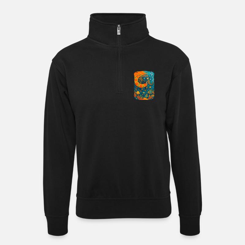 Lebendige Unterwasser-Elefanten-Illustration - Unisex Pullover mit Zip-Kragen - Schwarz