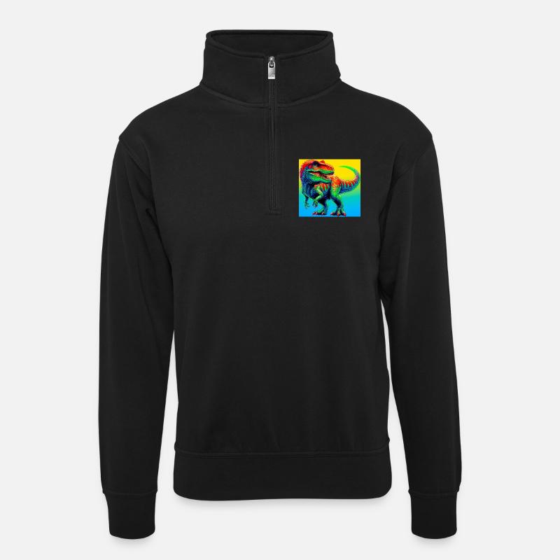 Dinosaurier - Unisex Pullover mit Zip-Kragen - Schwarz