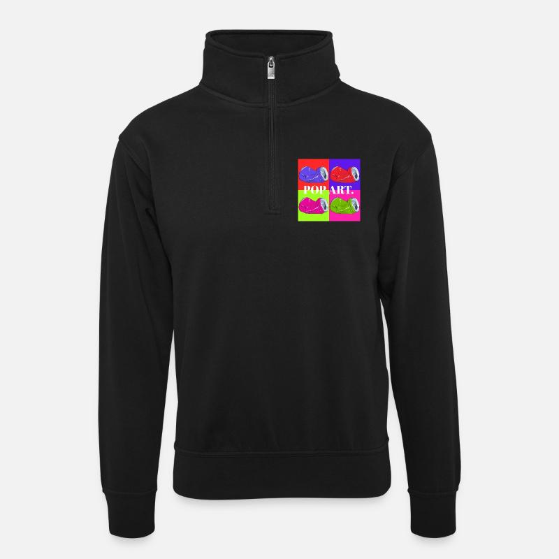Pop Art Cola Dosen Design - Unisex Pullover mit Zip-Kragen - Schwarz