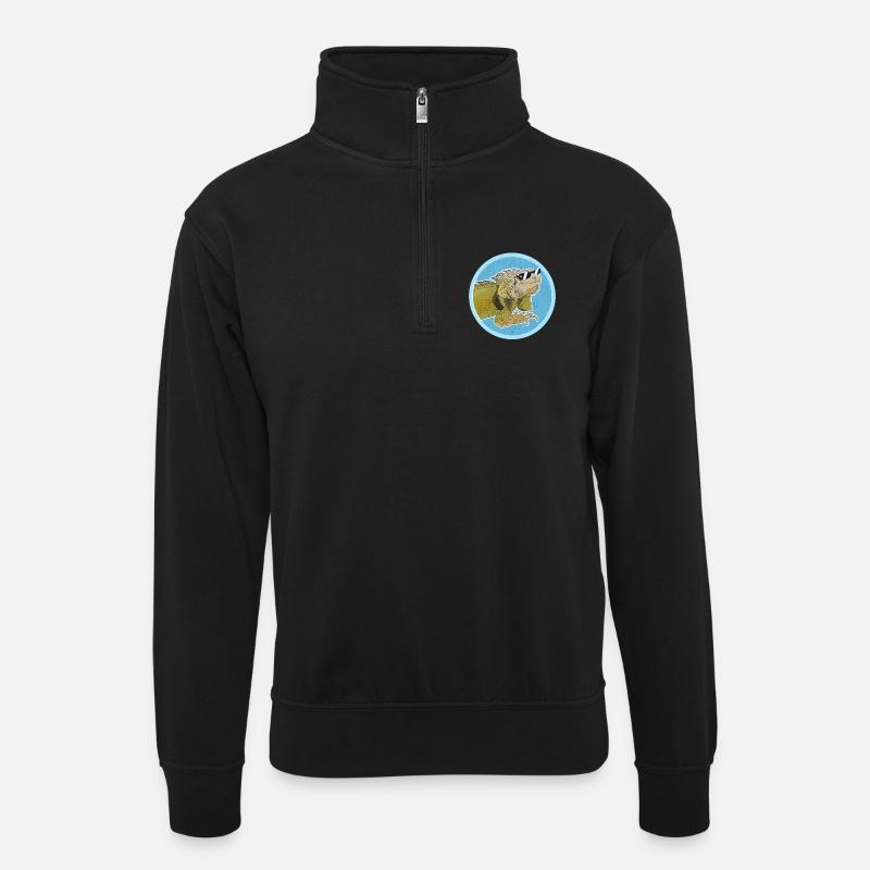 Leguan Eidechse Leguane Geschenke - Unisex Pullover mit Zip-Kragen - Schwarz