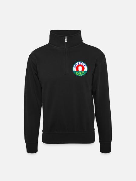Coffee Addict Retro Abzeichen Design - Unisex Pullover mit Zip-Kragen - Schwarz
