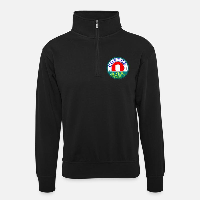 Coffee Addict Retro Badge Design - Unisex sweater with zip collar - black