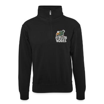 Schräger Vogel schrill verrückt - Unisex Pullover mit Zip-Kragen - Schwarz - Vorne