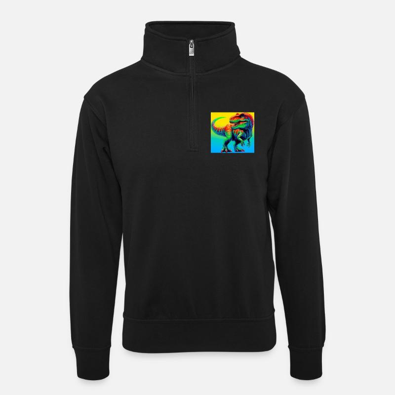 Dinosaurier - Unisex Pullover mit Zip-Kragen - Schwarz