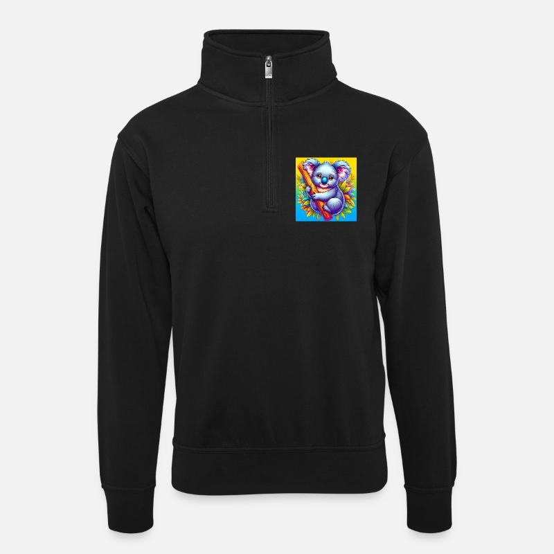 Koala - Unisex sweater with zip collar - black