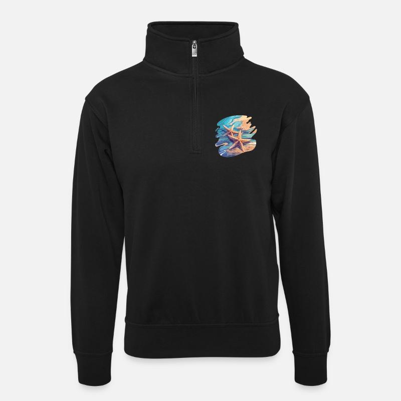 Étoile de mer Étoile de mer - Sweat col montant zippé unisexe - noir