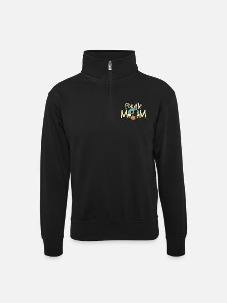 Poodle Mum Retro Sunset Design - Unisex sweater with zip collar - black