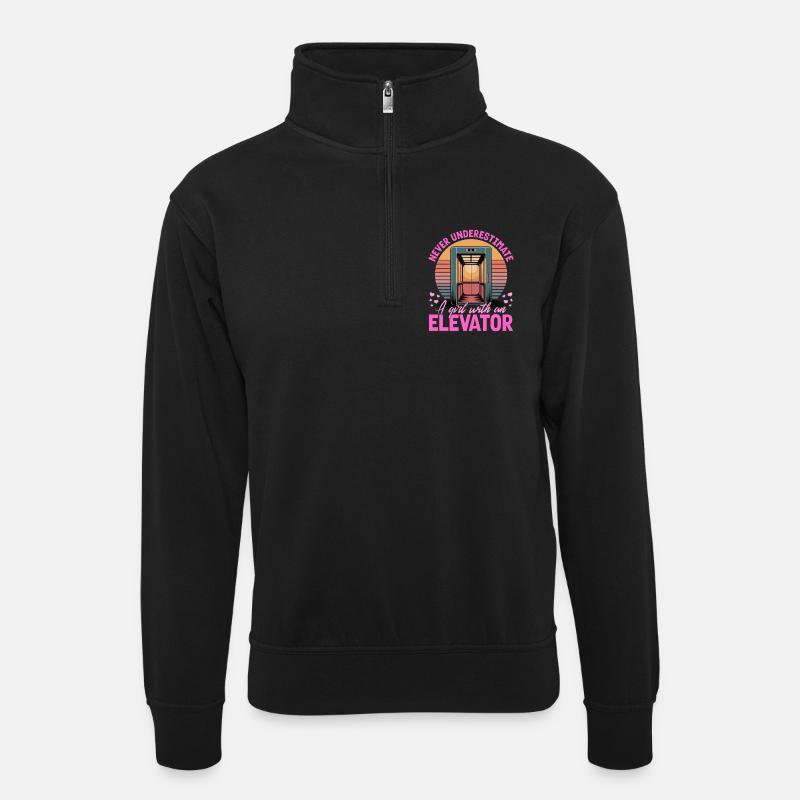 Elevator toddler & kids - Unisex Pullover mit Zip-Kragen - Schwarz