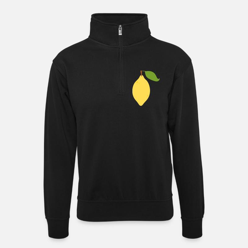 Modern Lemon Citrus Pattern Design - Unisex sweater with zip collar - black
