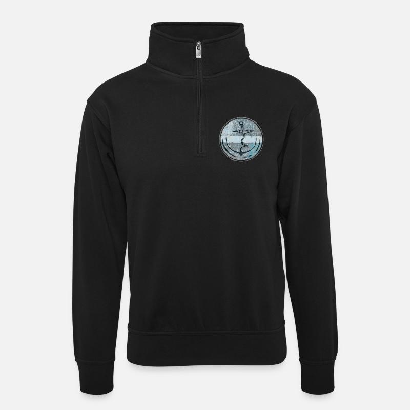 Illustration d'ancre abstraite - Sweat col montant zippé unisexe - noir