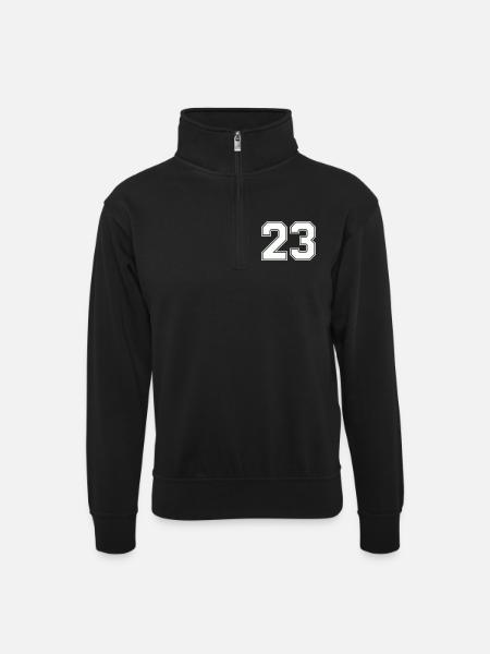 Geometric Number Design 23 - Unisex sweater with zip collar - black