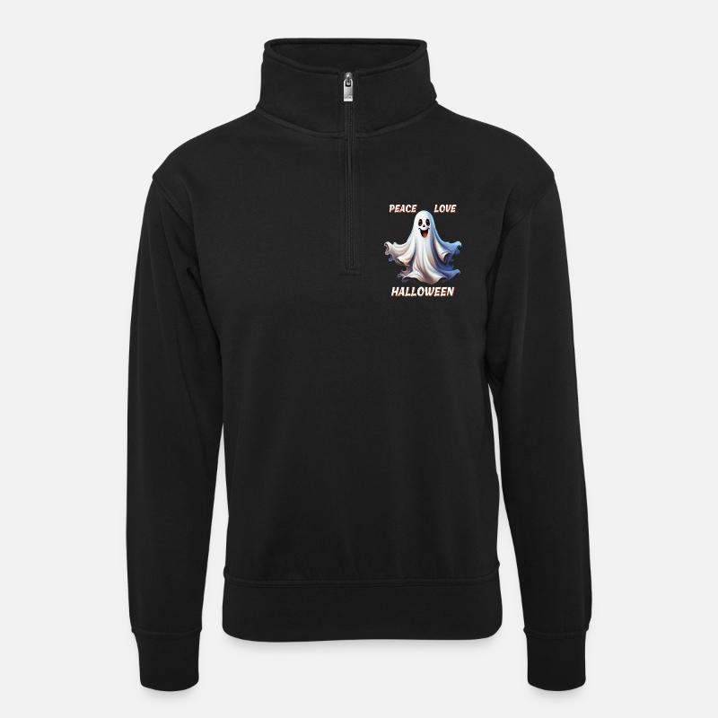 FANTÔME PAIX AMOUR HALLOWEEN - Sweat col montant zippé unisexe - noir