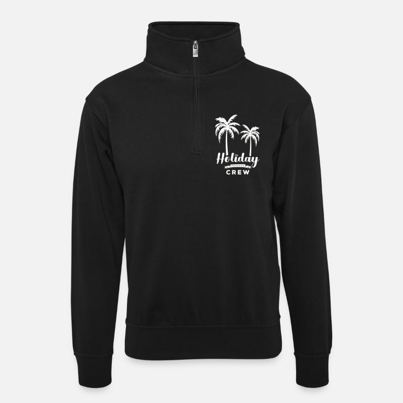 Holiday Crew Palm Design - Unisex sweater with zip collar - black