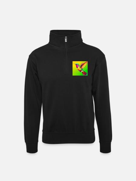 hummingbird - Unisex sweater with zip collar - black