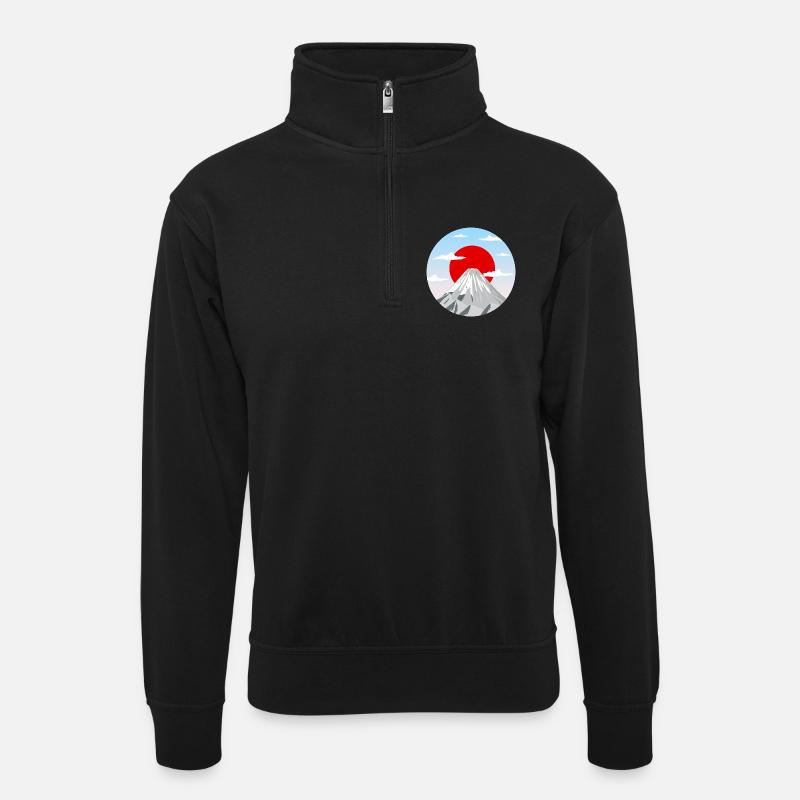 Mount Fuji Art Graphic - Unisex sweater with zip collar - black