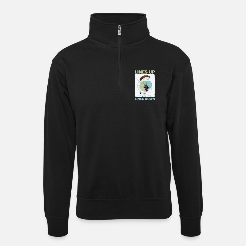 Abenteuerlicher Fallschirmsprung Illustration - Unisex Pullover mit Zip-Kragen - Schwarz