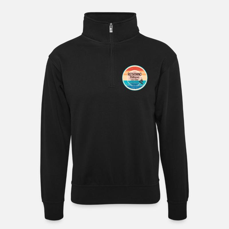 Greek sunset look Crete  - Unisex Pullover mit Zip-Kragen - Schwarz