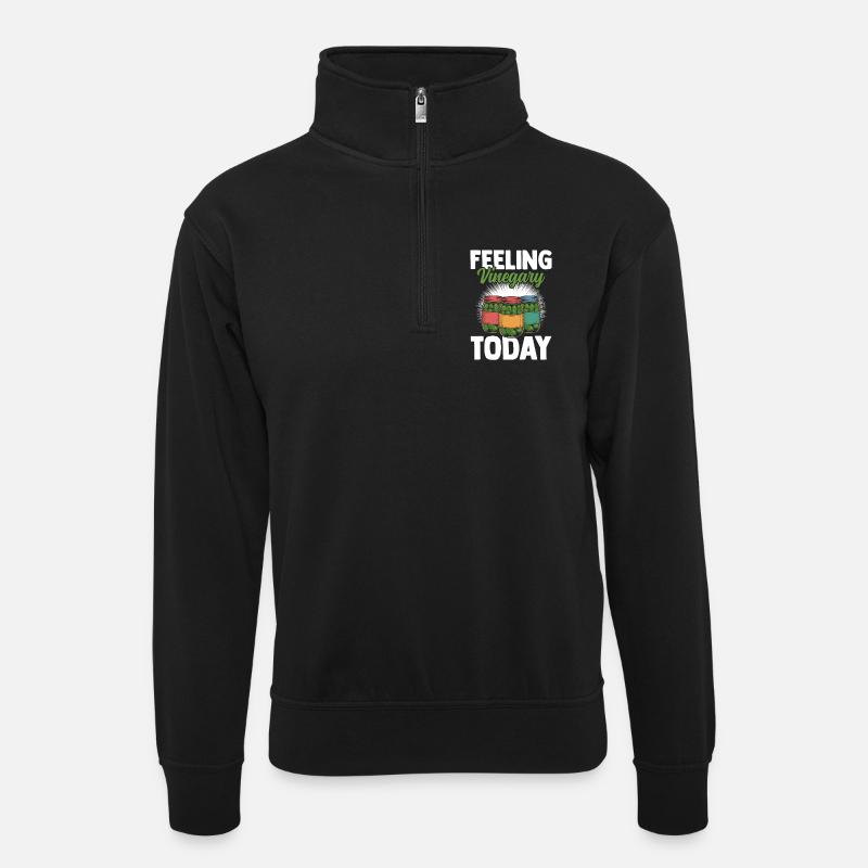 Pickles, Dill, Cucumbers, Green Vegetables - Unisex sweater with zip collar - black