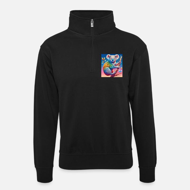 Koala - Unisex sweater with zip collar - black