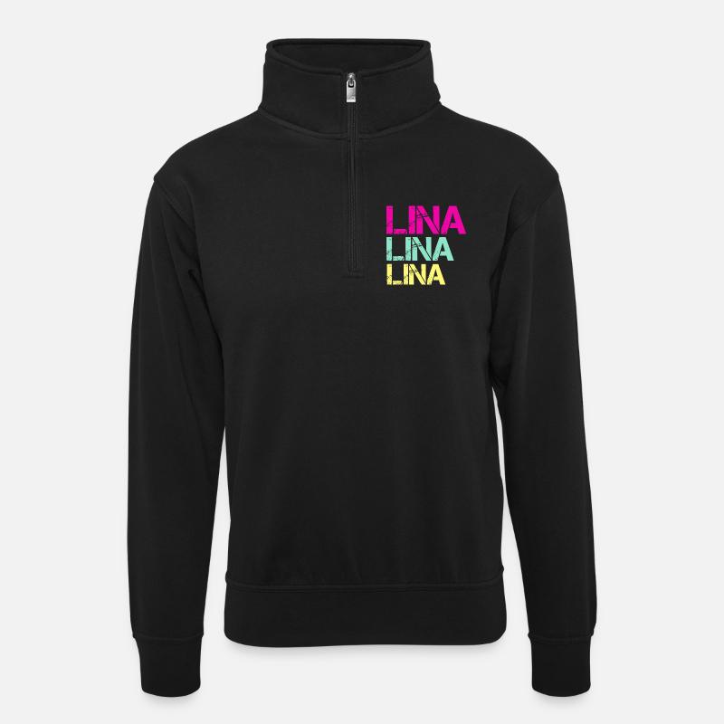 LINA Neon Triptych - Unisex sweater with zip collar - black