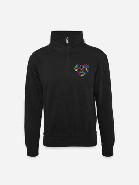 Spotty Heart Dots Tee - Unisex sweater with zip collar - black