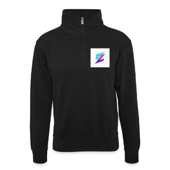 ZickZack Neon Gradient Logo - Unisex Pullover mit Zip-Kragen - Schwarz - Vorne