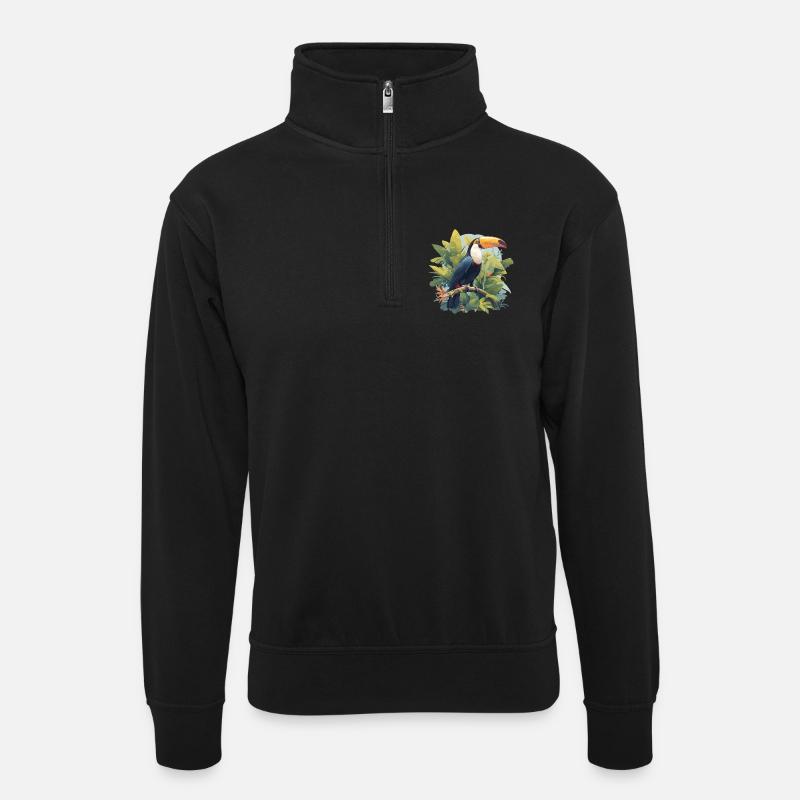 Tukane Tukan - Unisex Pullover mit Zip-Kragen - Schwarz