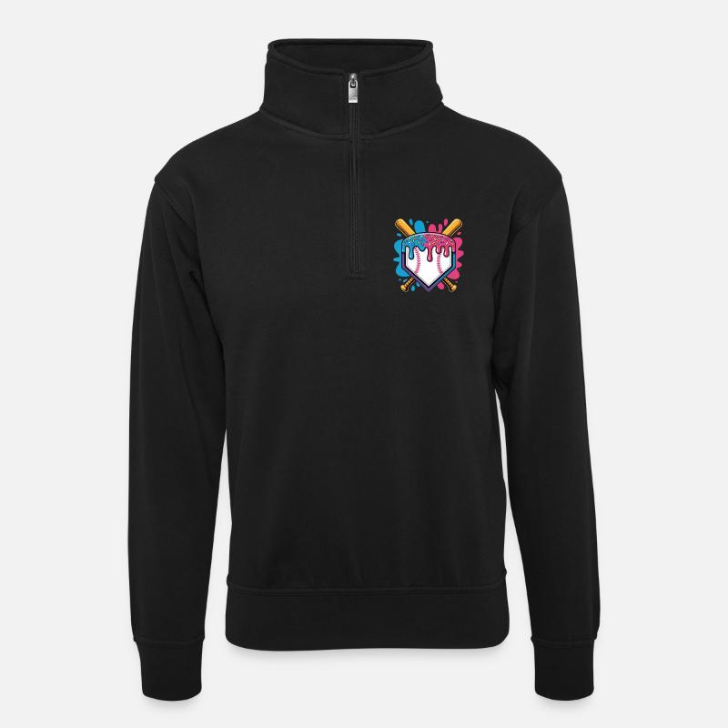 Baseball Home Plate Mit Eiscreme Streuseln - Unisex sweater with zip collar - black