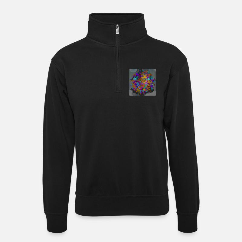 Geometrischer Dreieckskreis - Unisex Pullover mit Zip-Kragen - Schwarz