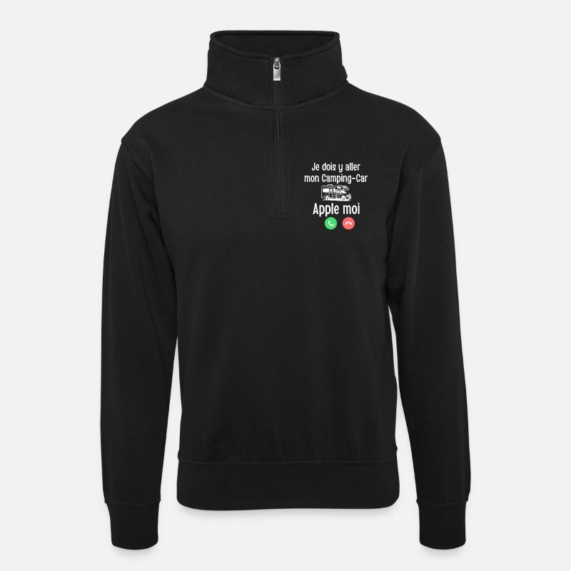 Wohnmobil Apple me - Unisex Pullover mit Zip-Kragen - Schwarz