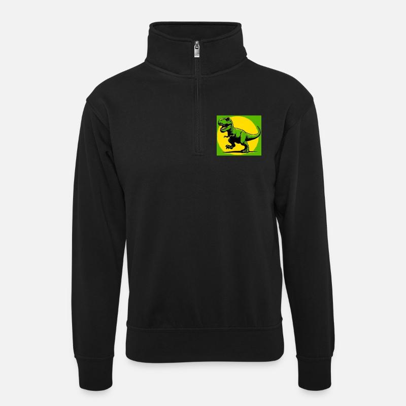 Dinosaurier - Unisex Pullover mit Zip-Kragen - Schwarz