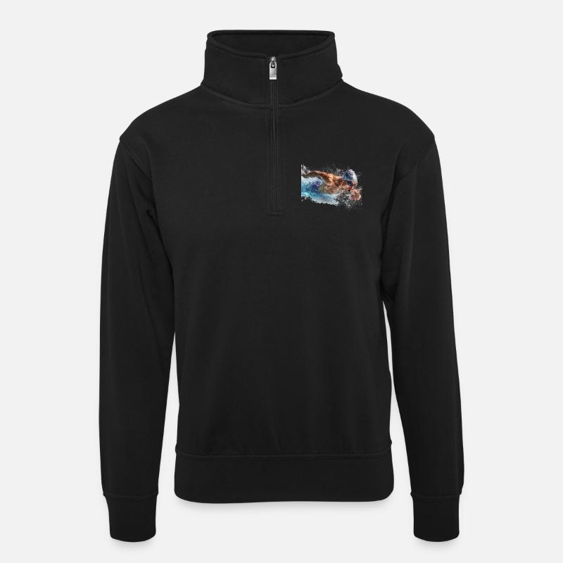 Wassersport Splash Schwimmen - Unisex Pullover mit Zip-Kragen - Schwarz