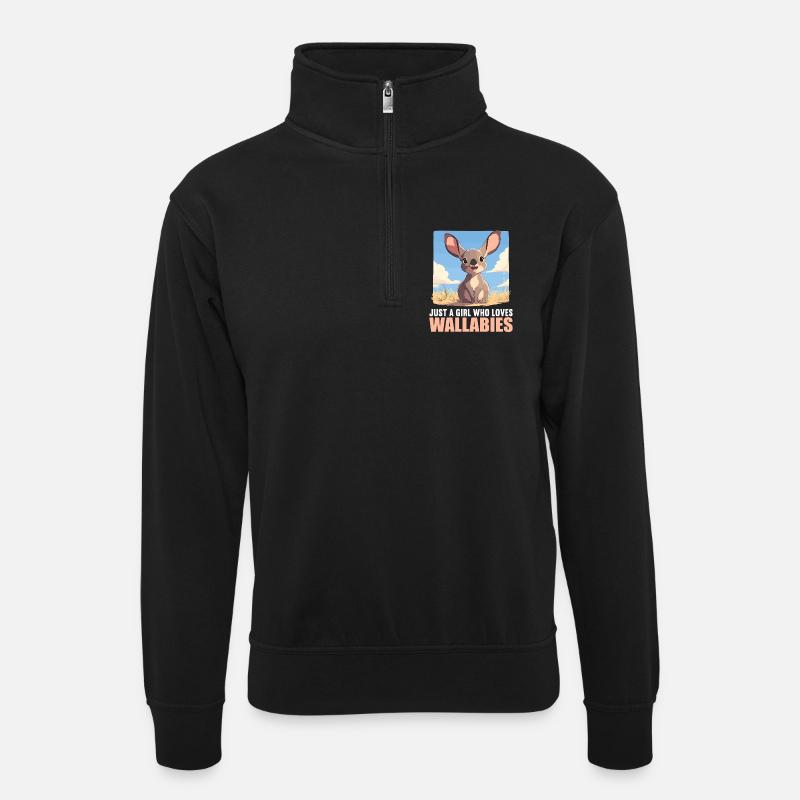 Wallabys Wallaby - Unisex Pullover mit Zip-Kragen - Schwarz