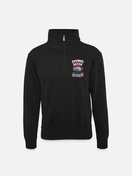 Diving Saying Mom Funny Diving Gift - Unisex sweater with zip collar - black