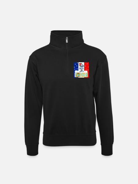 FRANCE I'M COLD SHARKS - Unisex sweater with zip collar - black