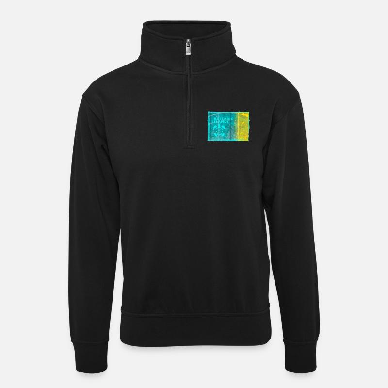 Balearische Inseln Neon Stil - Unisex Pullover mit Zip-Kragen - Schwarz
