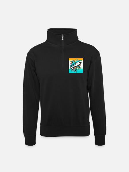 Shark - Unisex sweater with zip collar - black