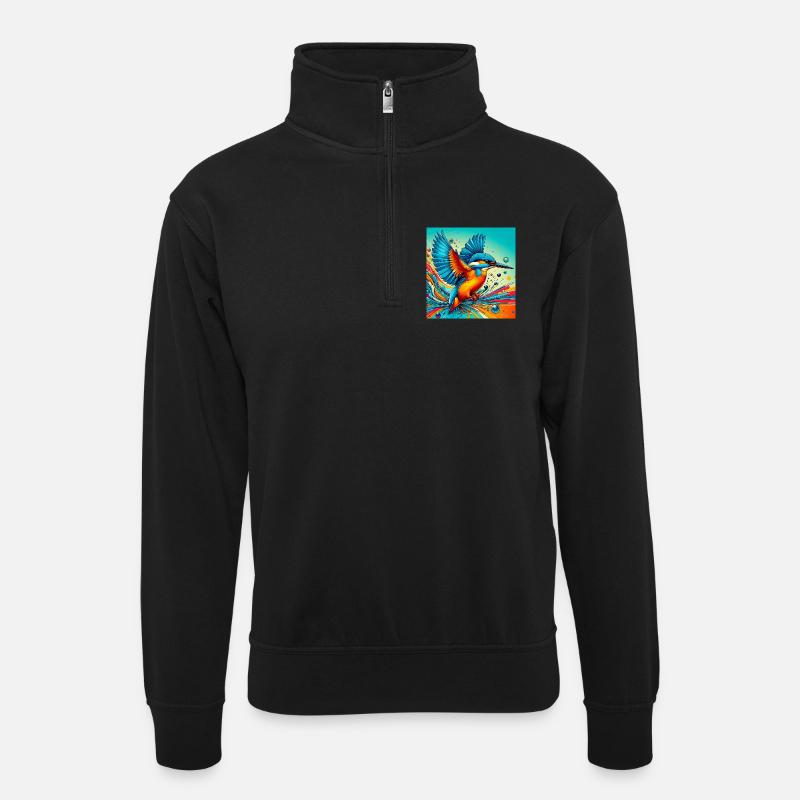 kingfisher - Unisex sweater with zip collar - black