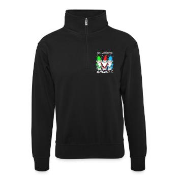 Gnom - Unisex Pullover mit Zip-Kragen - Schwarz - Vorne