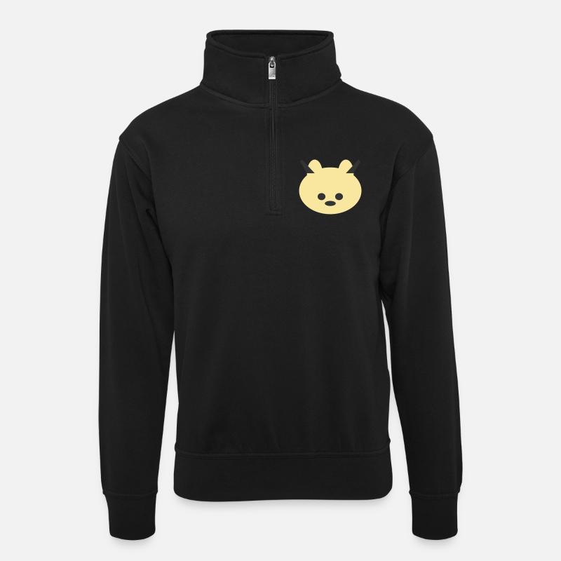 Gehörnter Bär Kuschel-Symbol - Unisex Pullover mit Zip-Kragen - Schwarz