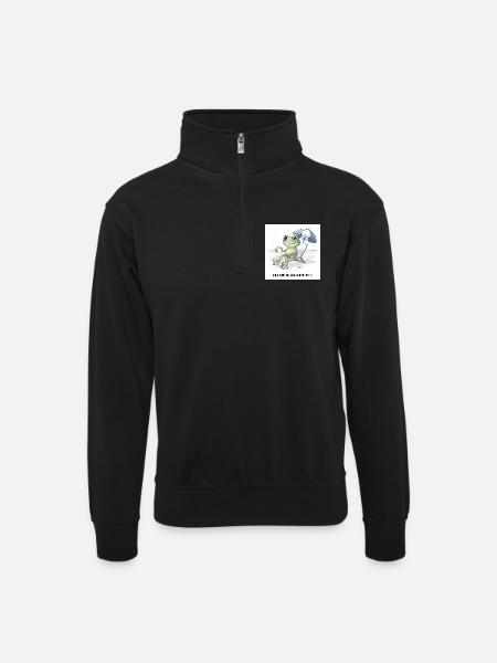 Frog Beach Coffee Chill - Unisex sweater with zip collar - black