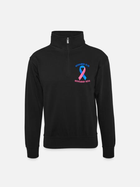 November Blue November Rose - Unisex sweater with zip collar - black