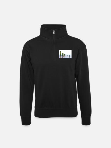 Long exposure spurn point - Unisex sweater with zip collar - black