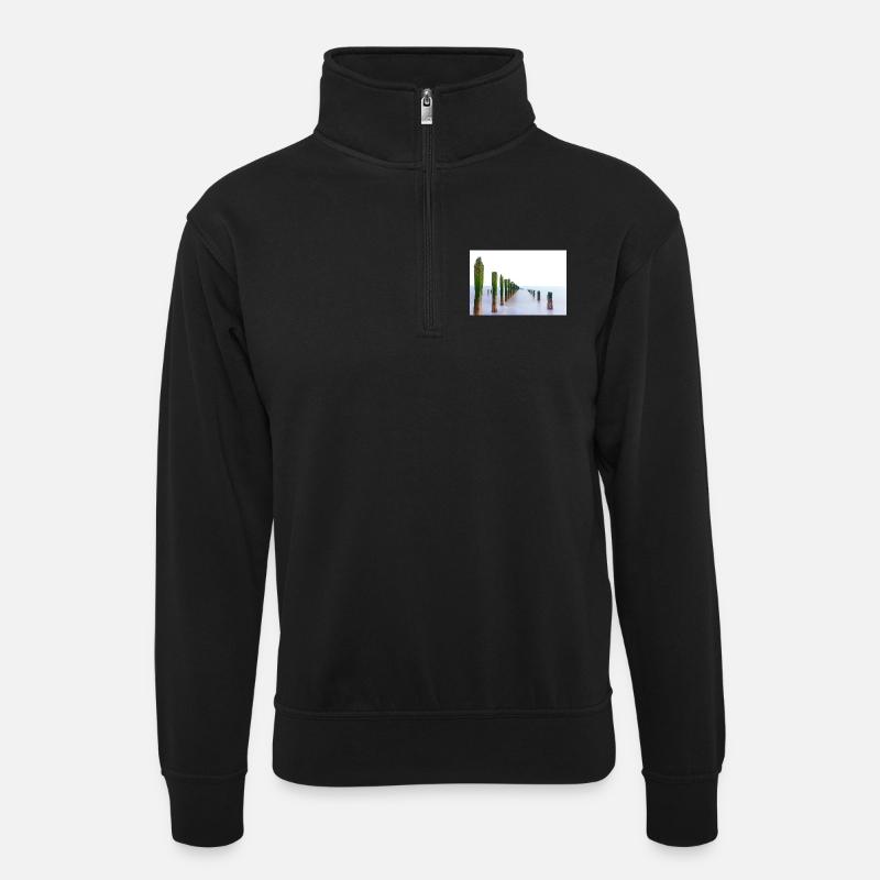 Long exposure  spurn point   - Unisex sweater with zip collar - black