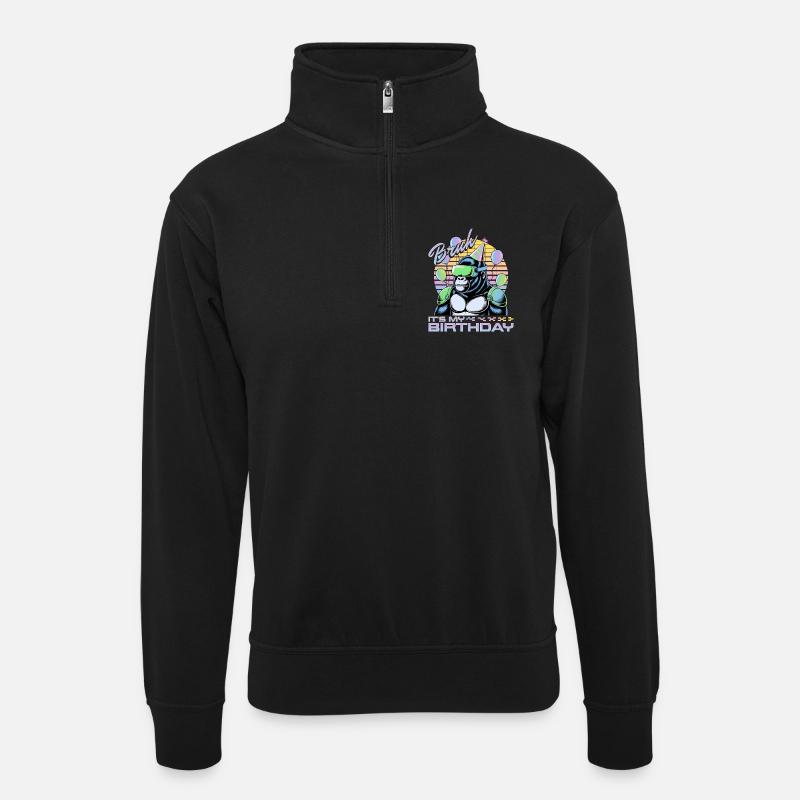 Birthday Gamer VR - Unisex Pullover mit Zip-Kragen - Schwarz