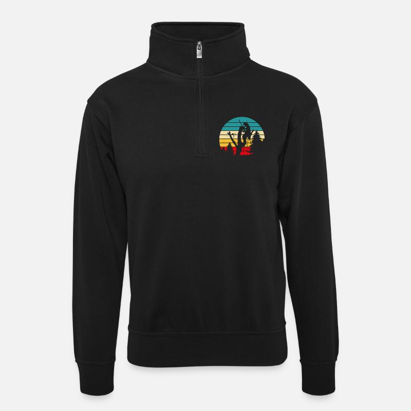 Funny Woodworker Woodworker Gift - Unisex sweater with zip collar - black