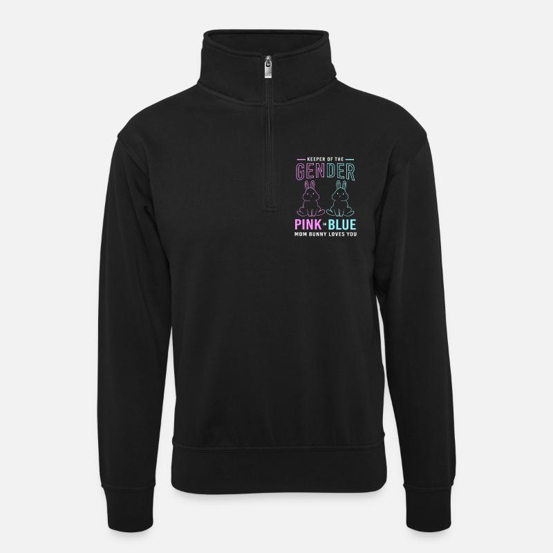 Expectant Mom Easter Gender Reveal - Unisex sweater with zip collar - black